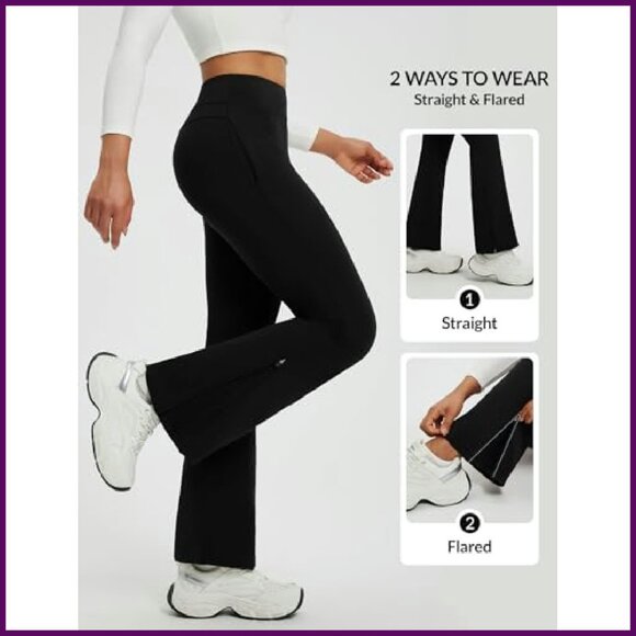 Fleece Lined Flare Yoga Pants Winter Thermal Bootcut Leggings Warm - Picture 6 of 8